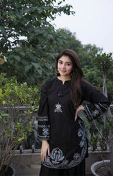 black suit with embroidery