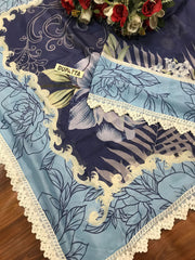 Elegant White & Blue Embroidered Fancy Suit
