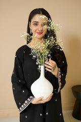 Black Elegance with Floral Embroidery Suit