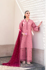 Baby Pink Suit with Red & White Embroidery