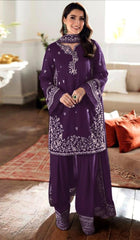 Purple Glam Embroidery Suit