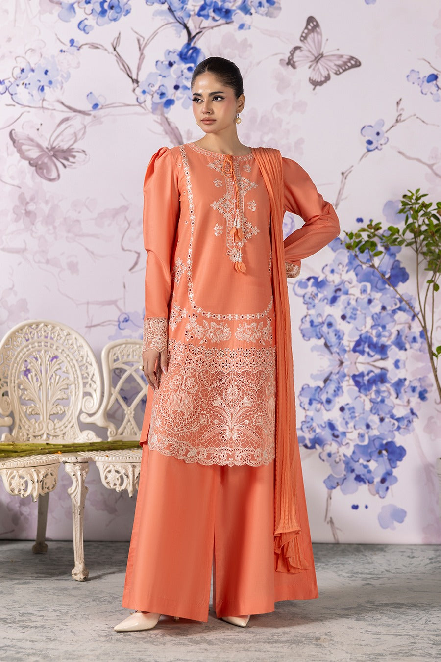 Elegant Orange Stitched Suit