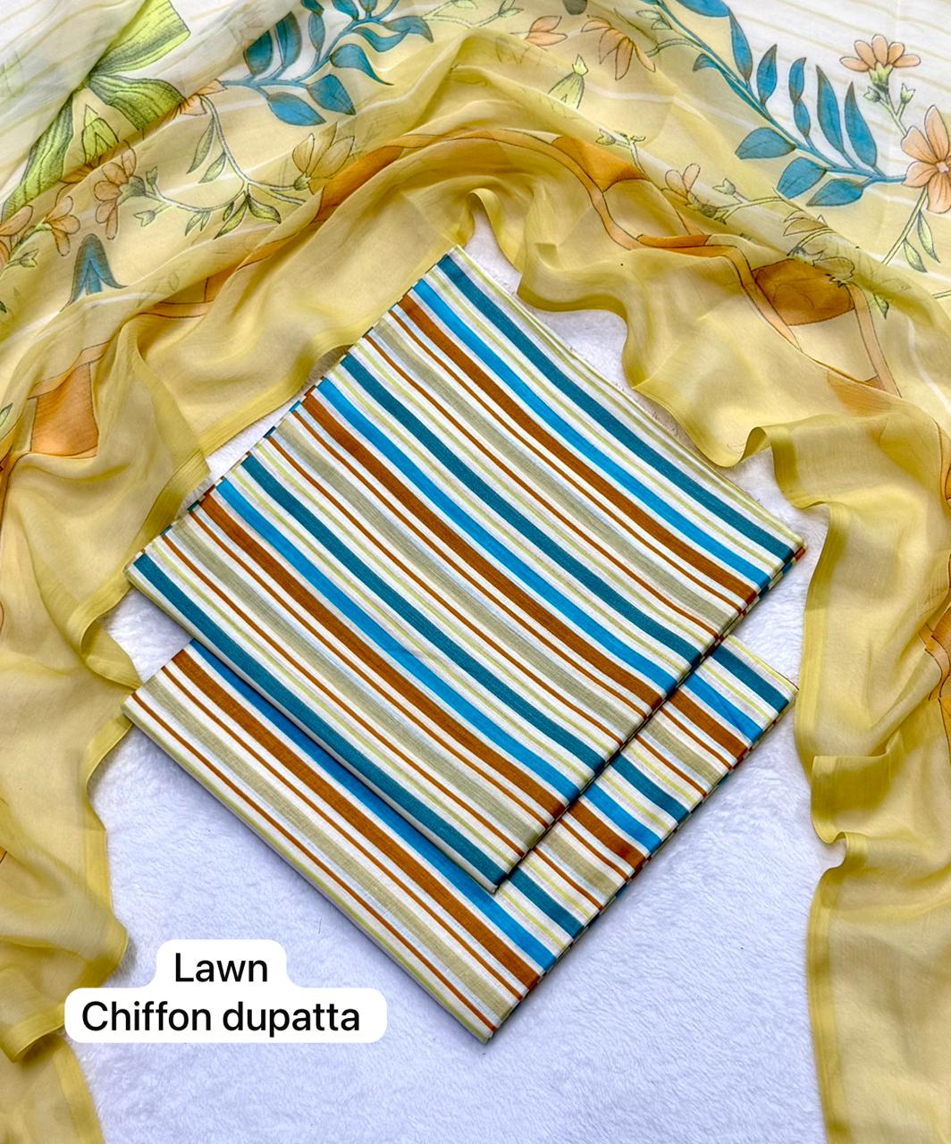 White Stripes Lawn Suit