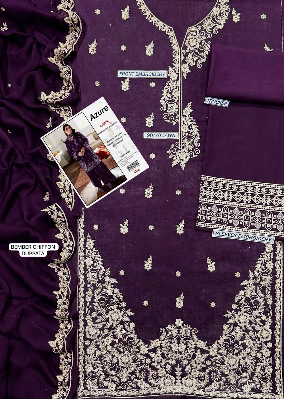 Purple Glam Embroidery Suit