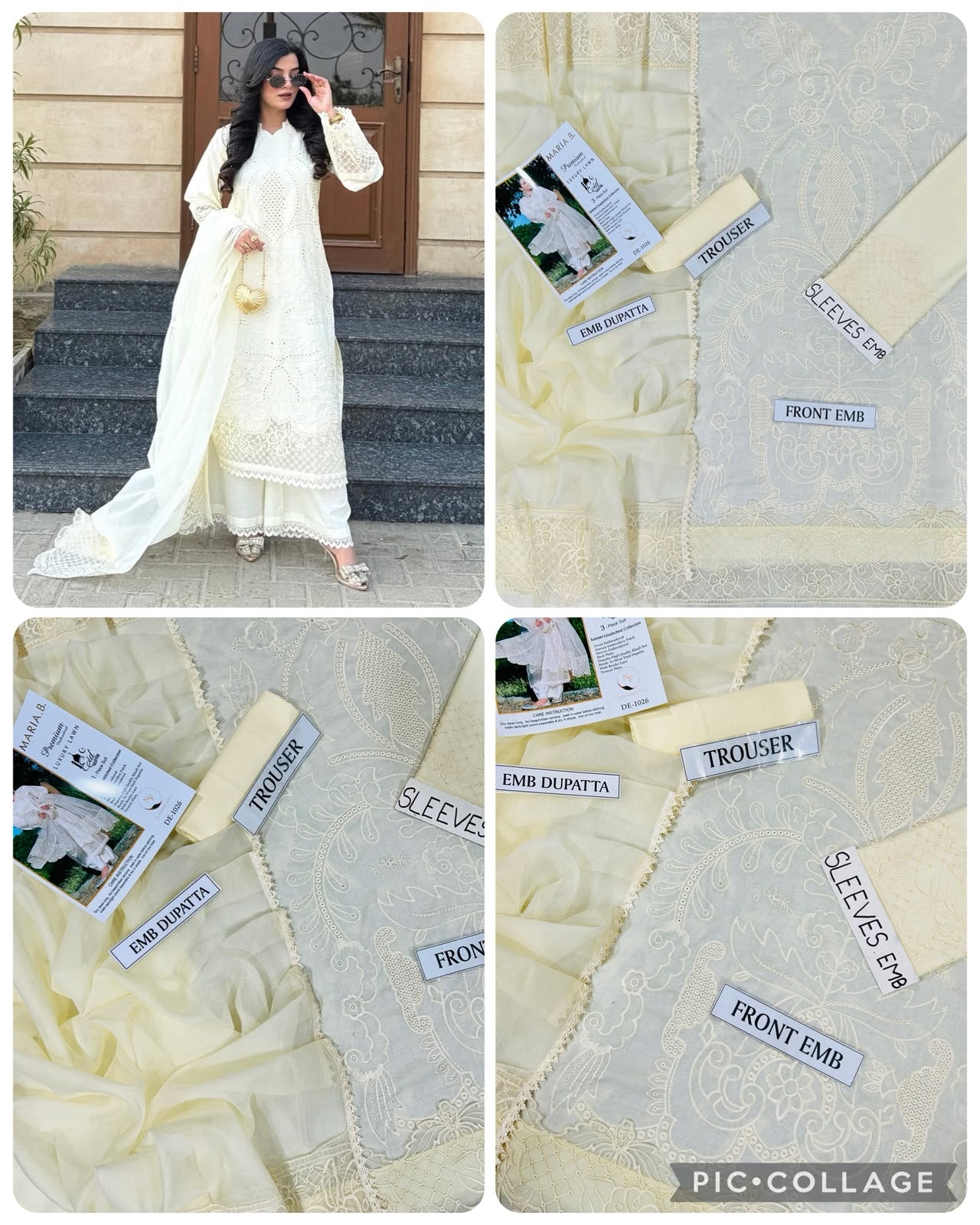 Elegant Off White Chikankari 3 Piece Unstitched Lawn Suit