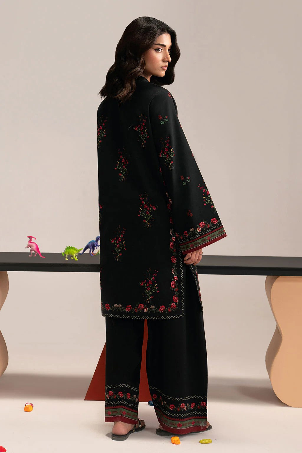 black suit witn multi print